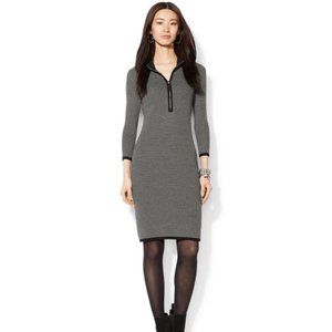 Lauren Ralph Lauren Dress: Petite Birdseye Sweater Dress Half Front Zip - XSP